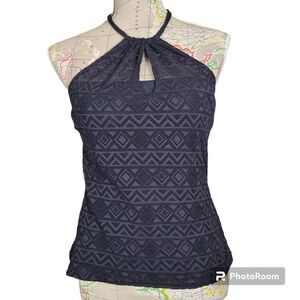 Vintage Y2K APT. 9 Strappy Halter Top Size Medium Black Sheer Lace New Old Stock